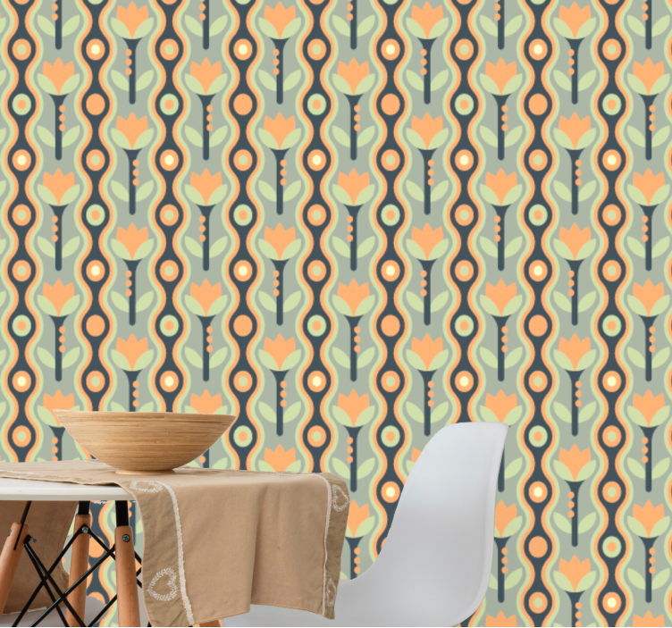Floral Chain Pattern art wallpaper - TenStickers