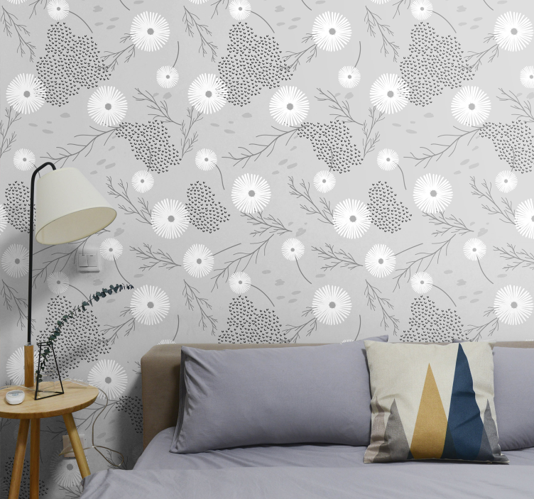 Floral Dandelion Pattern floral ornament wallpaper - TenStickers