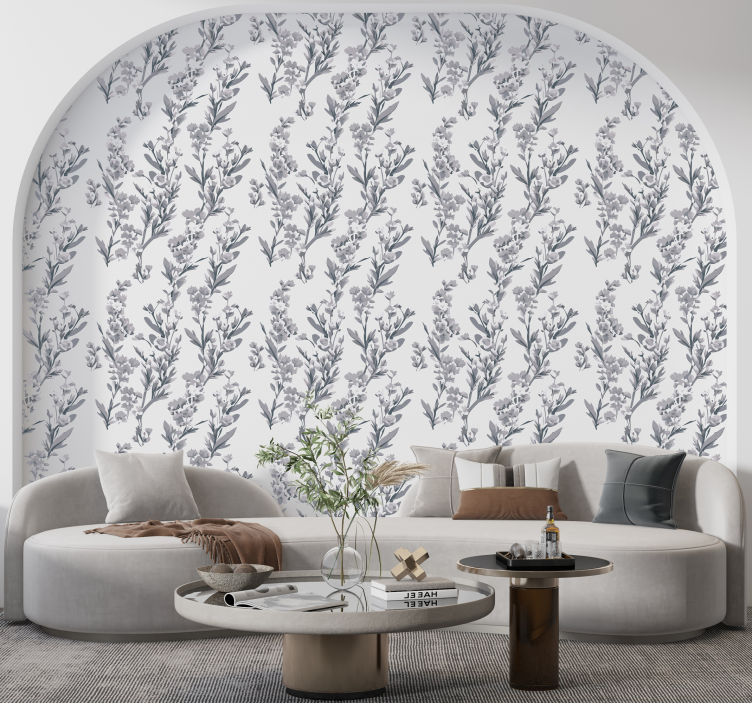 Floral design gray wallpaper - TenStickers