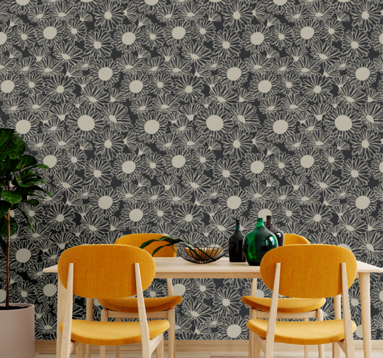 Floral Dotted Pattern floral ornament wallpaper - TenStickers