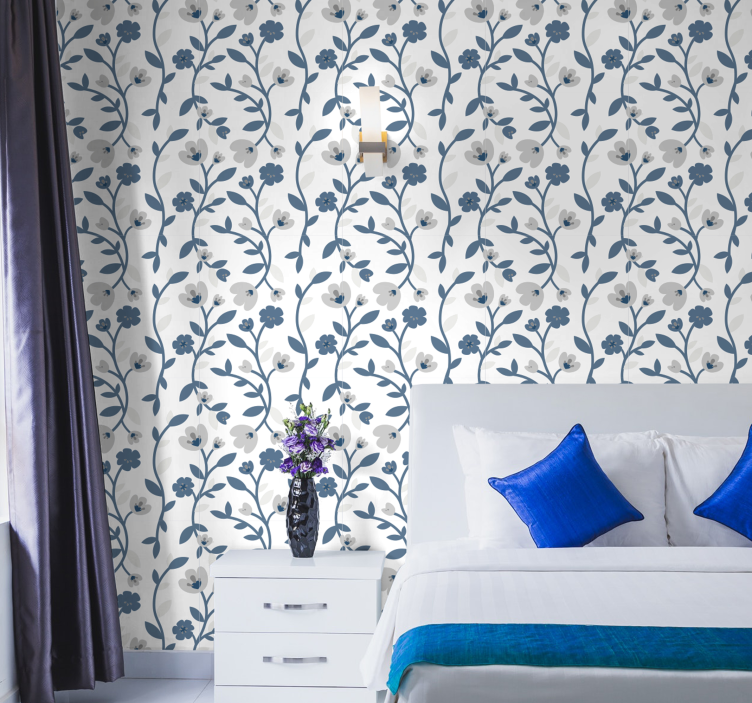 Branching bloom design flower wallpaper - TenStickers