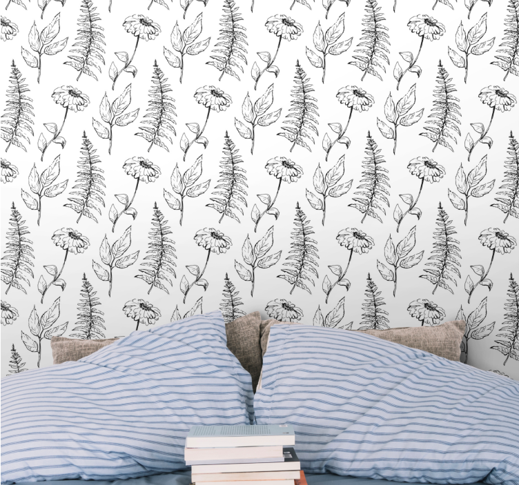 Floral Fern Pattern flower wallpaper - TenStickers