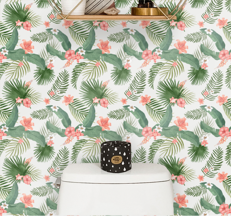 Floral Greenery Pattern jungle wallpaper - TenStickers