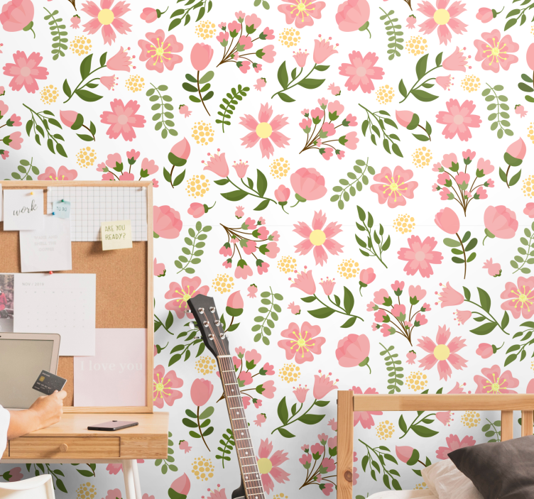 Floral Harmony flower wallpaper - TenStickers