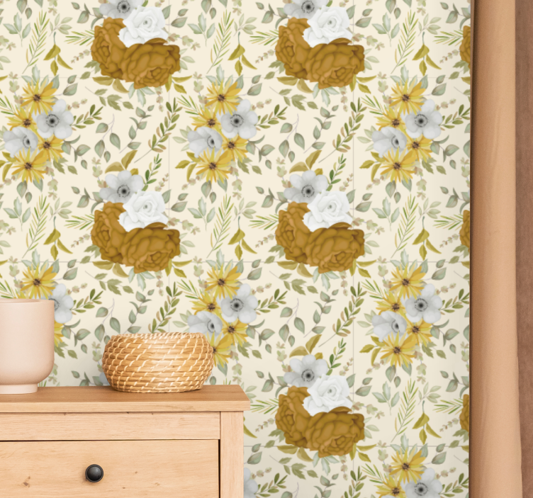 Nesting blooms flower wallpaper - TenStickers