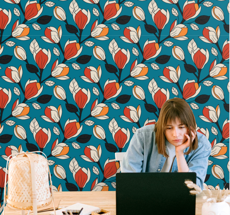 Floral Patterned Backdrop flower wallpaper - TenStickers