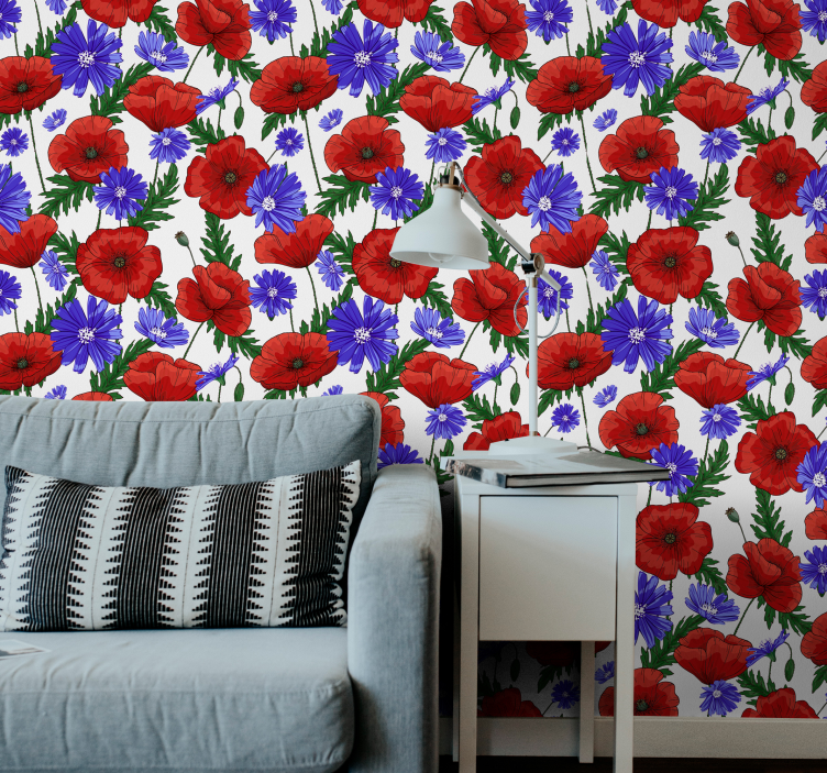 Floral Poppy Design flower wallpaper - TenStickers