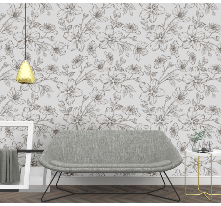 Floral Sketch Elegance flower wallpaper - TenStickers