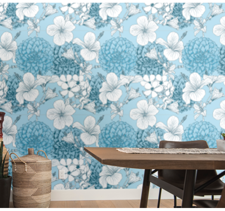 Floral Sketch Motif flower wallpaper - TenStickers
