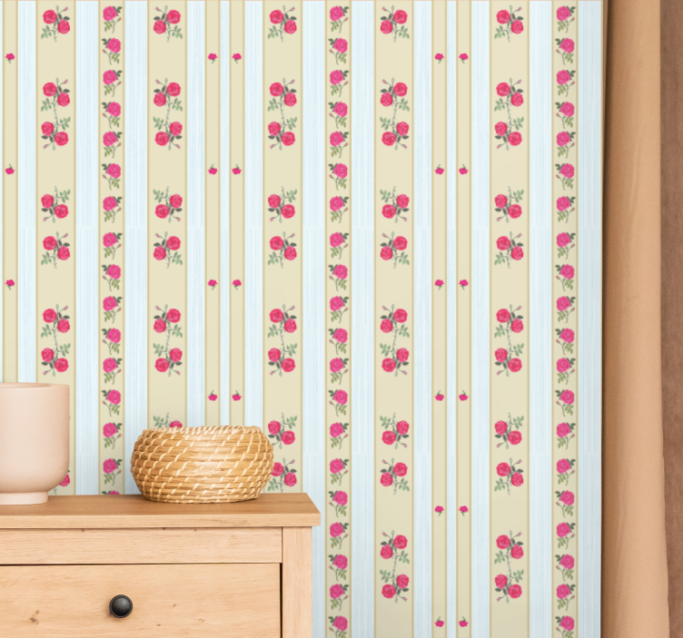Floral Striped Elegance striped wallpaper - TenStickers