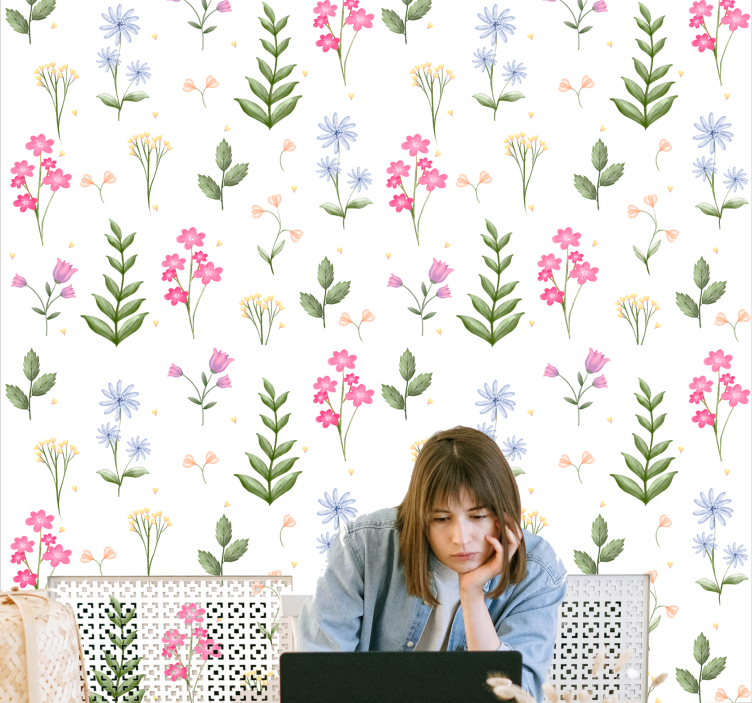 Flowers clean design Flower Wallpaper - TenStickers