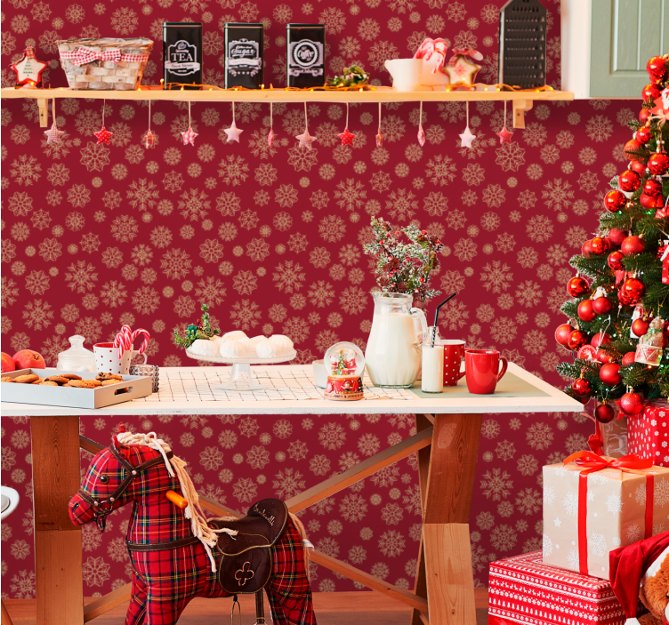 Frosty Floral Design christmas wallpaper - TenStickers