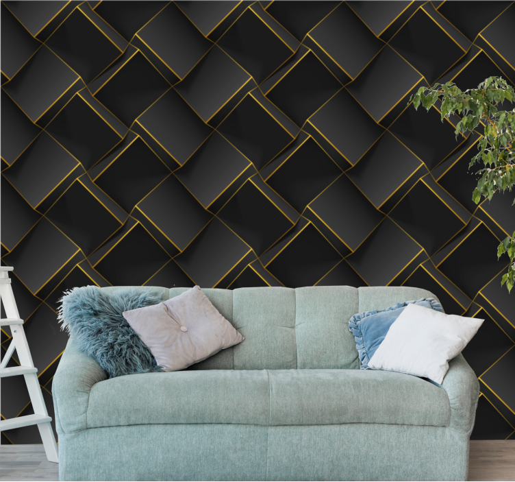 Geometric Black Patterns 3d wallpaper - TenStickers