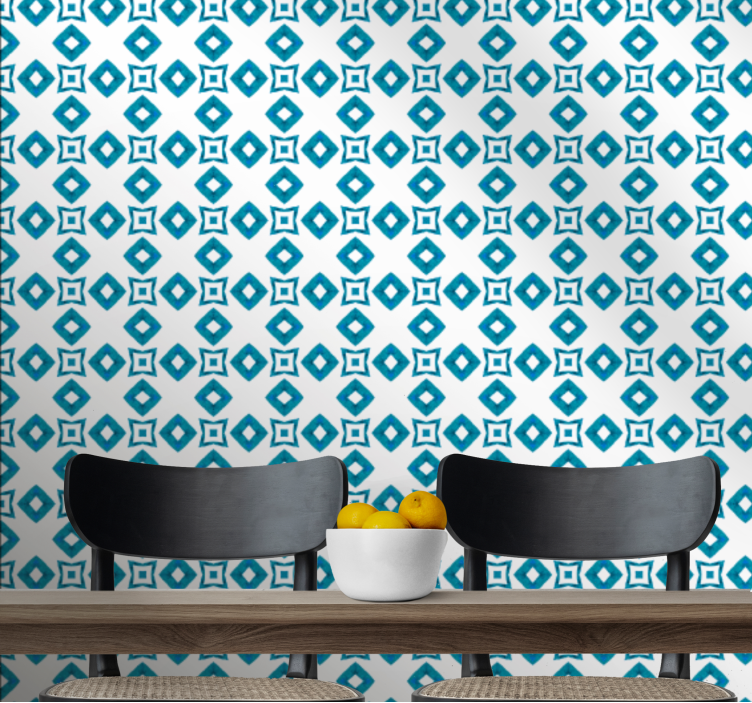 Geometric blue diamond  design Square Wallpaper - TenStickers