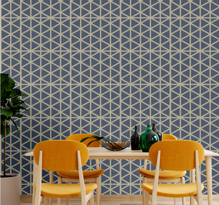 Geometric 'Charon' Navy/Gold triangle wallpaper - TenStickers