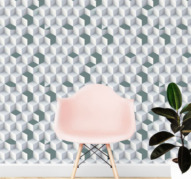 Geometric Cube Illusion geometric wallpaper - TenStickers