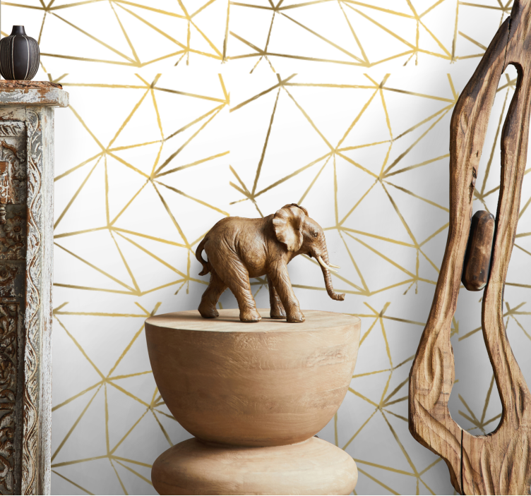 Geometric golden lines entryway wallpaper - TenStickers