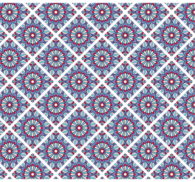 Geometric Floral Elegance floral ornament wallpaper - TenStickers