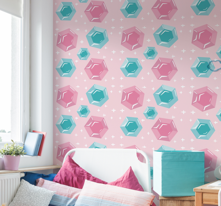 Geometric Jewel-Toned Gems Kids wallpaper - TenStickers