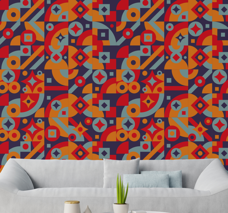 Geometric Motifs vintage wallpaper - TenStickers