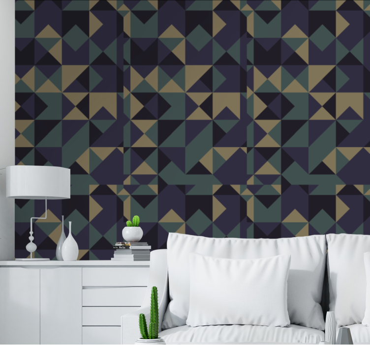 Geometric multicolored triangle wallpaper - TenStickers