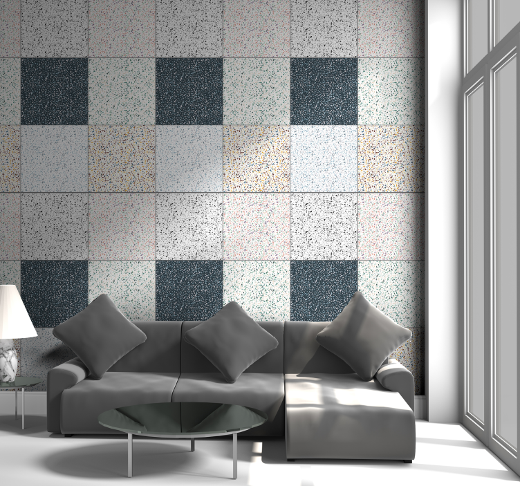 Geometric patterned effect living room wallpaper - TenStickers