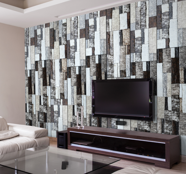 Geometric Textural Design Living room wallpaper - TenStickers