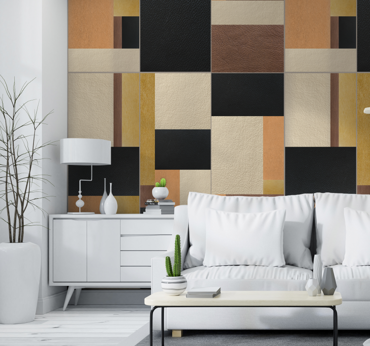 Geometric Textured Blocks square wallpaper - TenStickers