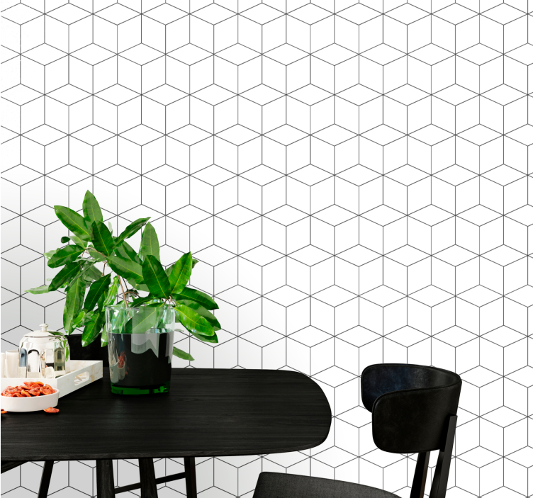 Geometrical Cubes Pattern Square Wallpaper - TenStickers