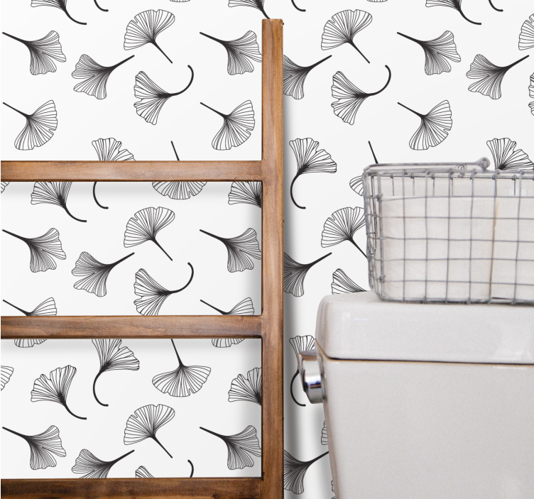 Ginkgo Leaf Motif floral ornament wallpaper - TenStickers
