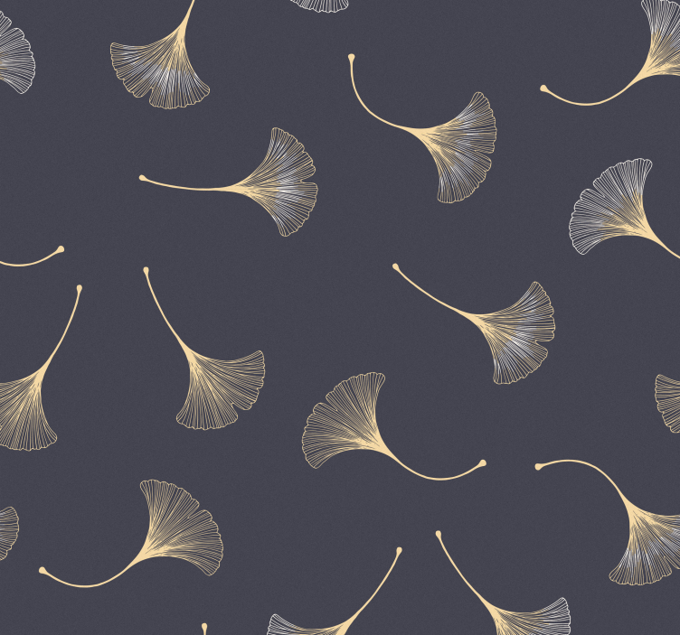 Ginkgo leaf navy & gold modern wallpaper - TenStickers