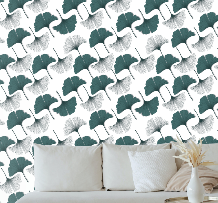 Ginkgo Leaves Seamless Pattern Modern Wallpaper - TenStickers