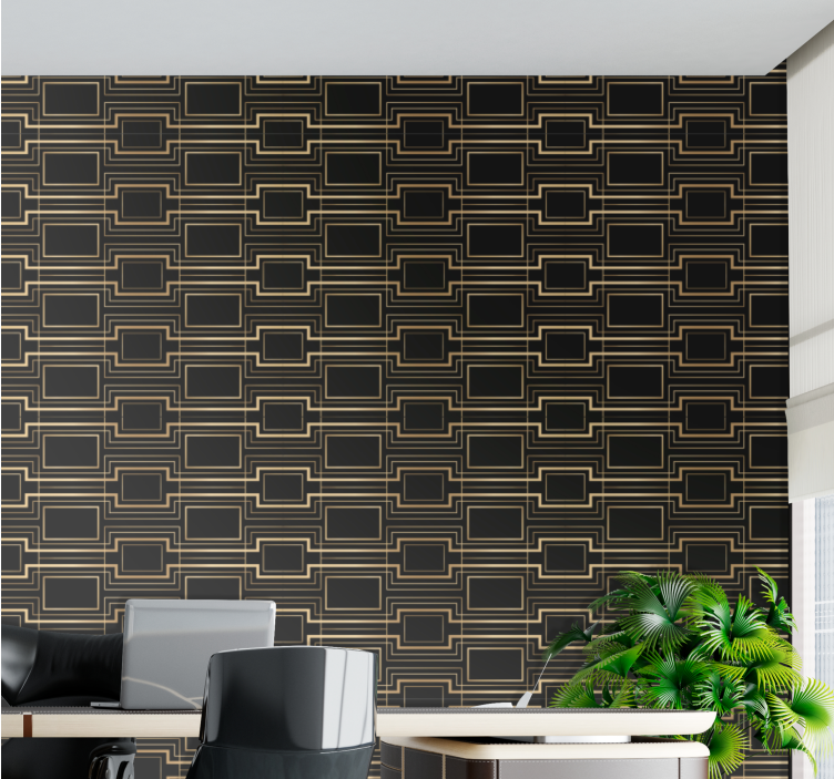 Gold frames art decor pattern office wallpaper - TenStickers