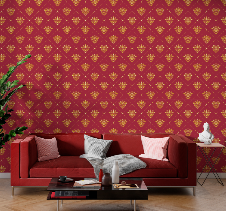 golden damask pattern Baroque wallpaper - TenStickers