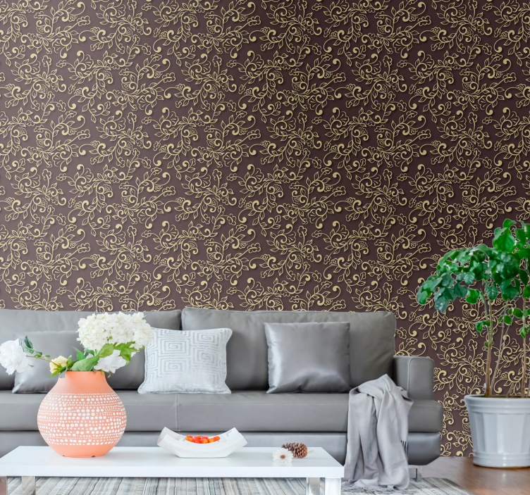 Golden Tree Leaves Style Modern Wallpaper - TenStickers