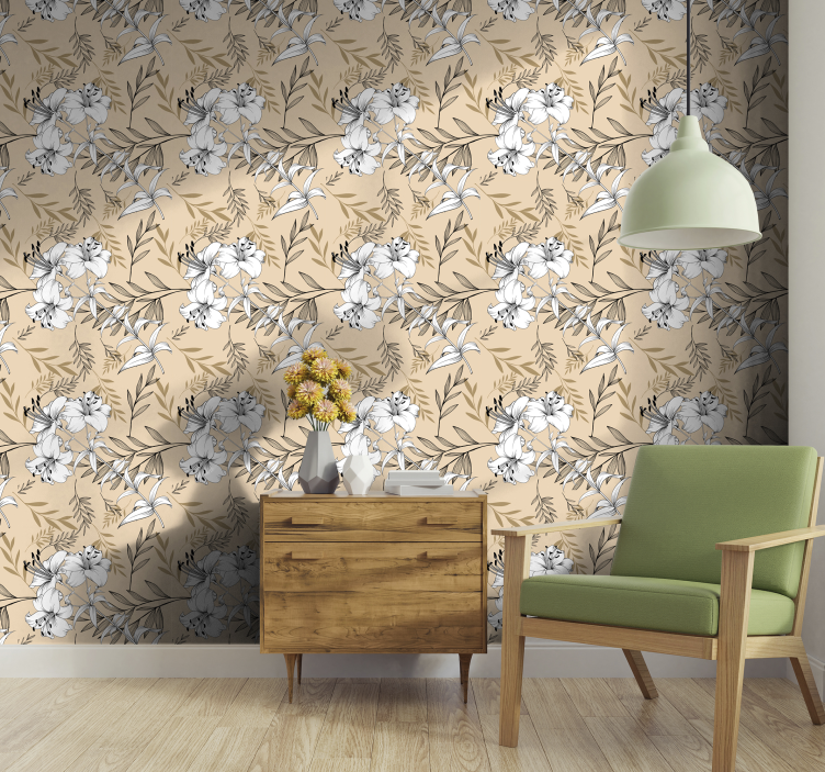 Graceful bloom composition entryway wallpaper - TenStickers