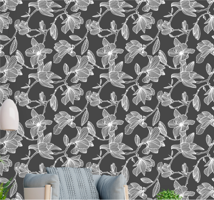 Brown blossom composition flower wallpaper - TenStickers