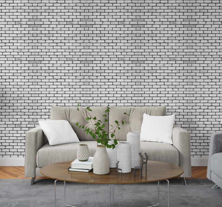 Gray brick pattern with spot brick wallpaper - TenStickers