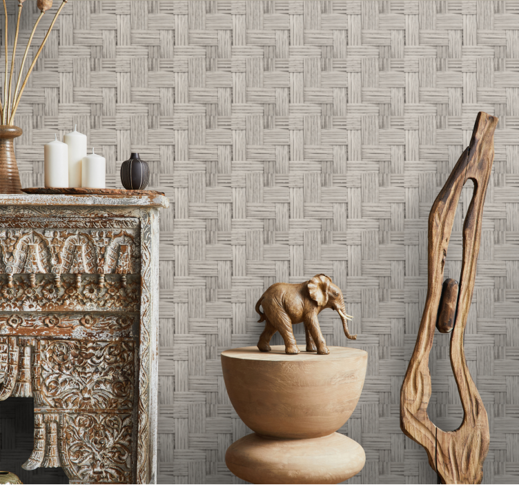 Gray handmade wicker effect Textured Wallpaper - TenStickers