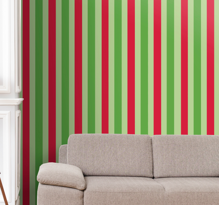 Green and red stripes  Christmas Wallpaper - TenStickers