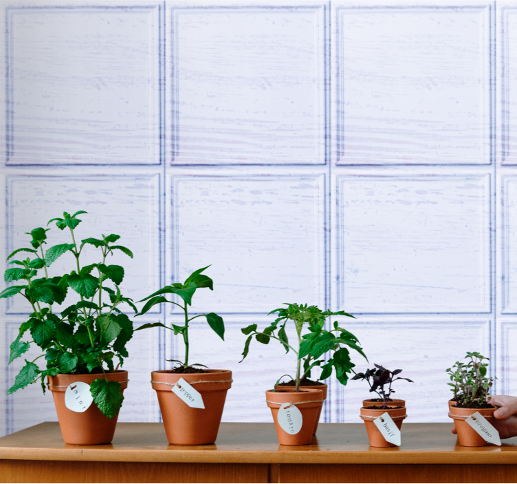 Blue and White Pattern tile wallpaper - TenStickers