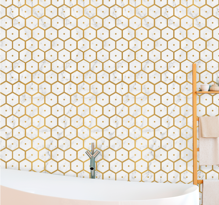 Hexagonal Pattern Elegance bathroom wallpaper - TenStickers