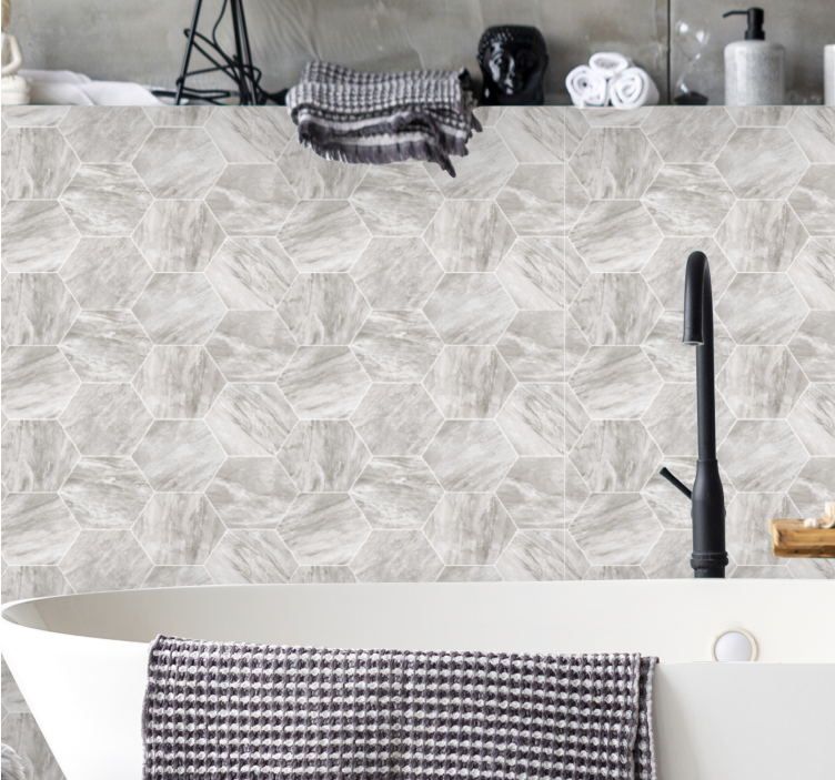 Hexagonal Tile Pattern marble wallpaper - TenStickers