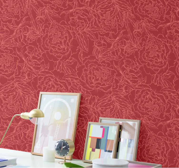 Hollywood-regency rose design wallpaper - TenStickers