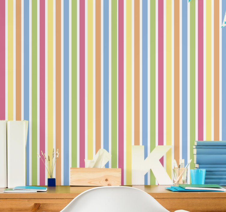 Horizontal multicolor striped pattern wallpaper - TenStickers