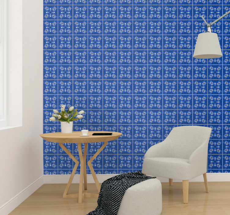 Intricate Blue Patterns tile wallpaper - TenStickers