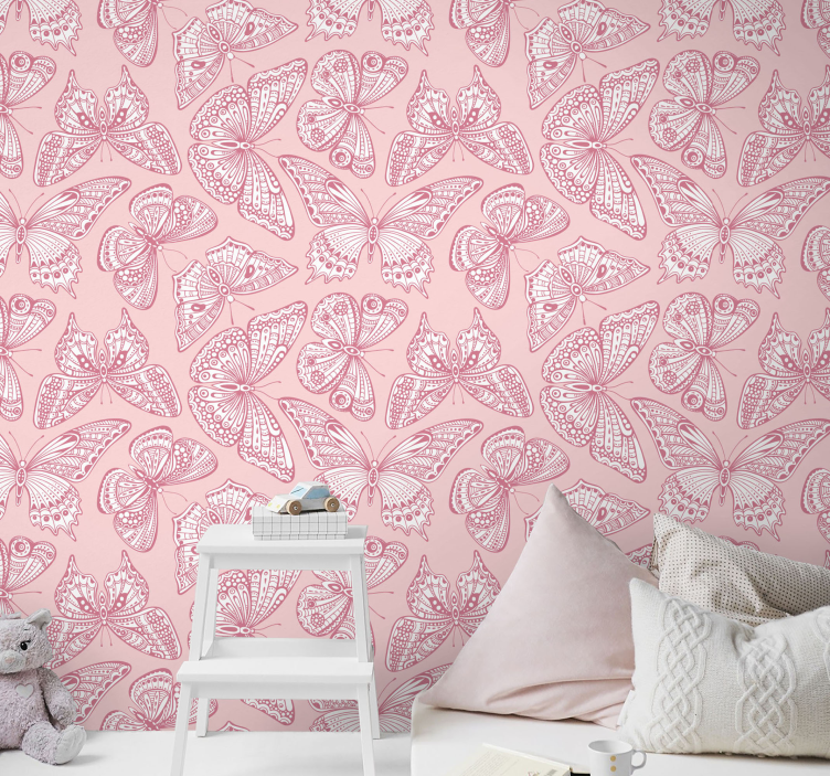 Intricate Butterfly Pattern butterfly wallpaper - TenStickers