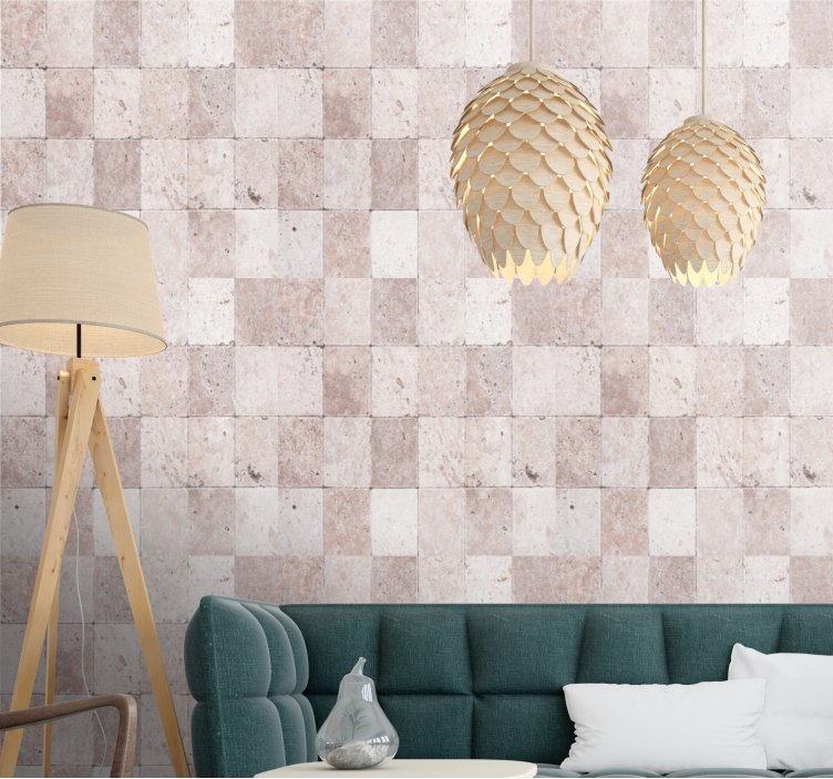 Japandi stone bricks pattern Wallpaper - TenStickers