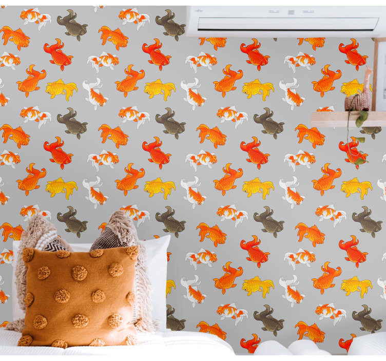 Japanese gold fish pattern animal wallpaper - TenStickers