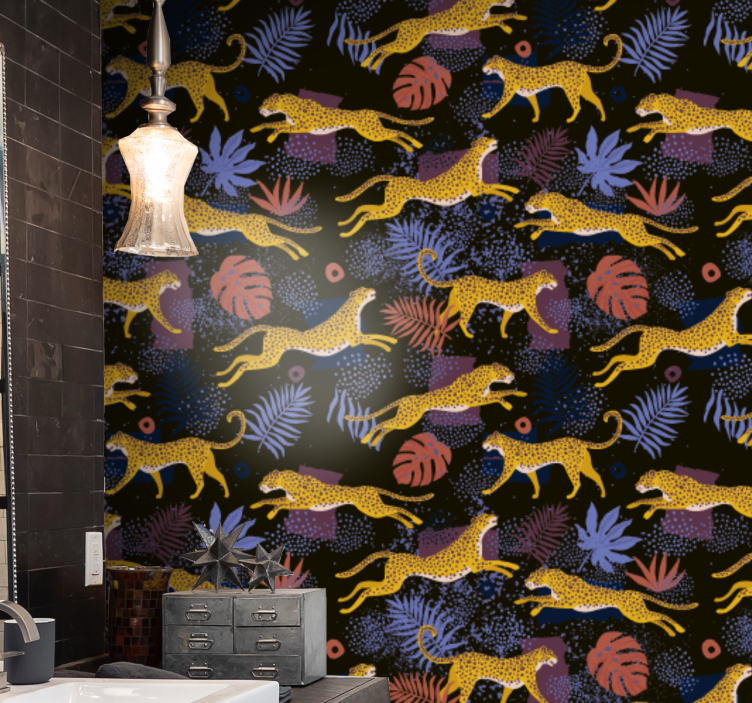 Jungle Fauna Mosaic animal wallpaper - TenStickers